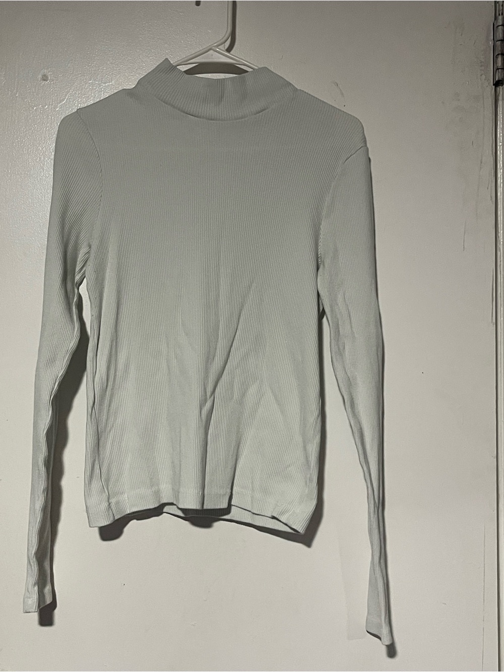 AGOLDE White Ribbed Long Sleeve Mock Neck Top - Size XL